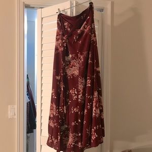 Pink floral wrap skirt